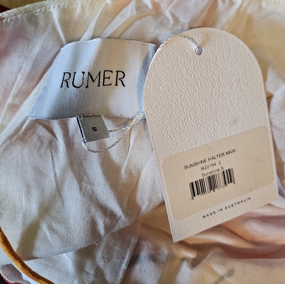 Rumer Sunshine Halter Maxi Dress, Pink Orange Yellow Floral, Small - Picture 8 of 11